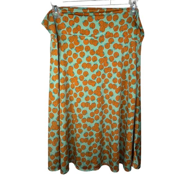 LulaRoe Azsure A-line Midi Skirt Stretchy Florida Oranges Fun Pattern Midi 3X - Picture 2 of 4